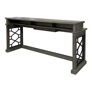 Pemberly Row Wood Everywhere Console Table with Power Center in Smokey Gray