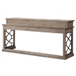 Pemberly Row Wood Console Set with 3 Swivel Stools & Power Center in Sandstone