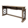 Pemberly Row Wood Console Set with 3 Swivel Stools & Power Center in Sandstone