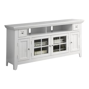 Pemberly Row 62&quot TV Console with Sound Bar Opening & Glass Doors in White
