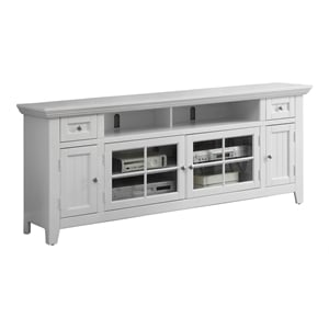 Pemberly Row 72&quot TV Console with Glass Doors & Soundbar Opening in Vintage White