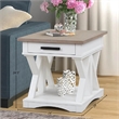 Pemberly Row Wood End Table with Drawer in White and Natural