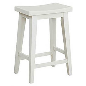 Pemberly Row 26&quot Wood Backless Counter Stool with Saddle Seat in White