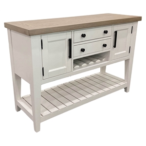 Pemberly Row 54&quot Wood Sideboard with Wine Rack and Power Center in White