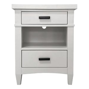 Pemberly Row 23&quot Wood 2-Drawer Nightstand w/ Burnished Bronze Hardware in White