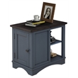Pemberly Row Wood Chairside Table with Power Center and Storage in Denim Blue