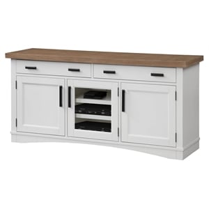 Pemberly Row 63&quot Traditional Wood TV Console with Power Center in White