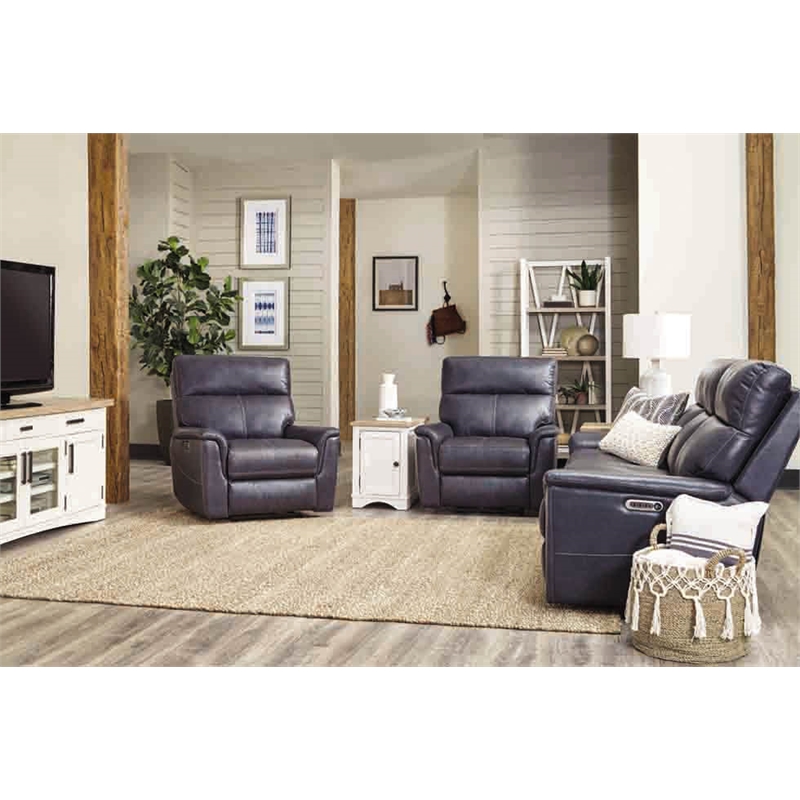 Pemberly Row Wood End Table with Power Center and Adjustable Shelves in White