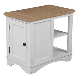 Pemberly Row Wood End Table with Power Center and Adjustable Shelves in White