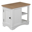 Pemberly Row Wood End Table with Power Center and Adjustable Shelves in White