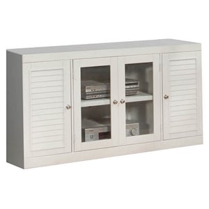 Pemberly Row 56&quot TV Console with Glass Doors & Dovetail Drawers in Cottage White