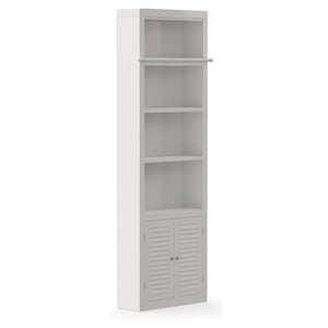 Pemberly Row 32&quot Wood Open-Top Bookcase with Shutter Doors in Cottage White