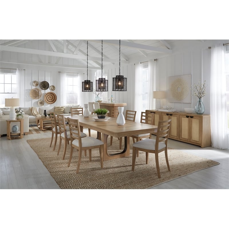 Pemberly Row 7-Piece Extendable Oak Dining Set with Ladderback Chairs in Natural