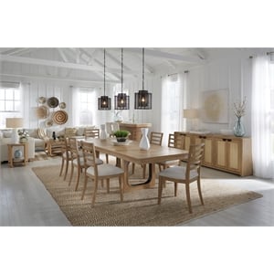 Pemberly Row 7-Piece Extendable Oak Dining Set with Ladderback Chairs in Natural