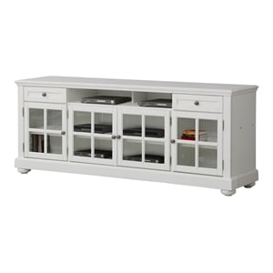 Pemberly Row 76&quot Wood TV Console with Glass Doors & Adjustable Shelves in White
