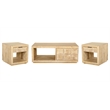 Pemberly Row 3Pc Wood Cocktail & End Table Set with Storage in Bleached Natural