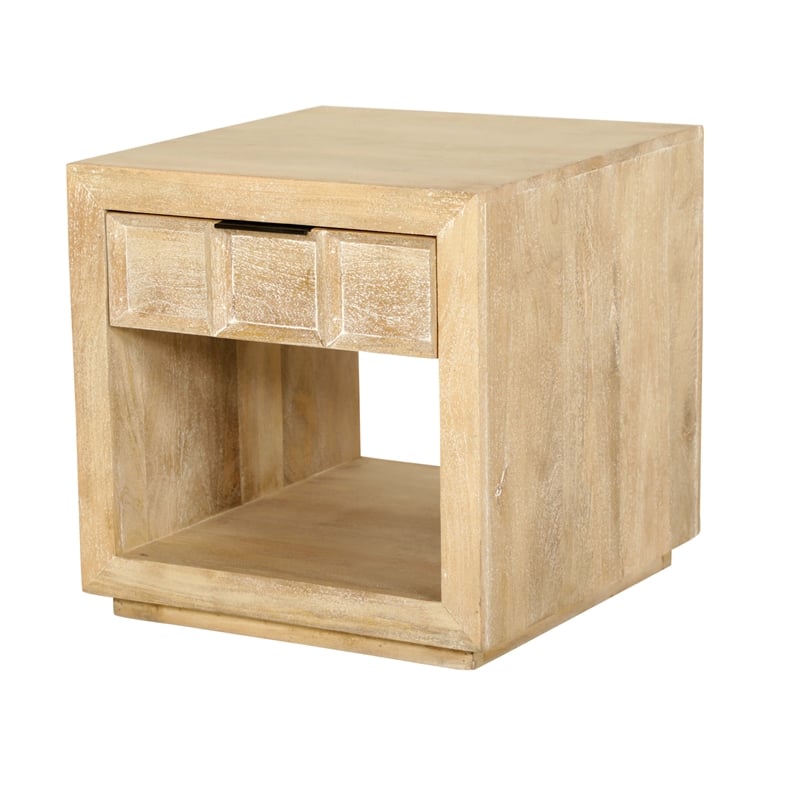 Pemberly Row 3Pc Wood Cocktail & End Table Set with Storage in Bleached Natural