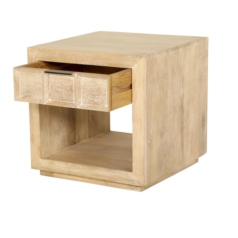 Pemberly Row 3Pc Wood Cocktail & End Table Set with Storage in Bleached Natural