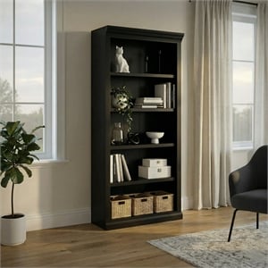Pemberly Row Modern Wood 4-Shelf Open Bookcase Fully Assembled in White