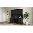 Pemberly Row Modern Wood Credenza and Hutch Set with Power Center in Black