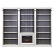 Pemberly Row 8' Tall 3-Section Bookcase Wall with Fireplace and Ladder in White