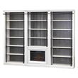 Pemberly Row 8' Tall 3-Section Bookcase Wall with Fireplace and Ladder in White