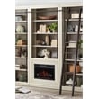 Pemberly Row 8' Tall 3-Section Bookcase Wall with Fireplace and Ladder in White