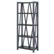 Pemberly Row Traditional Wood Etagere Bookcase with Cross Supports in Denim Blue