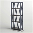 Pemberly Row Traditional Wood Etagere Bookcase with Cross Supports in Denim Blue
