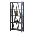 Pemberly Row Traditional Wood Etagere Bookcase with Cross Supports in Denim Blue