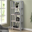 Pemberly Row Traditional Wood Etagere Bookcase with Cross Supports in Gray