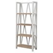 Pemberly Row Traditional Wood Etagere Bookcase with Cross Supports in White