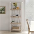 Pemberly Row Traditional Wood Etagere Bookcase with Cross Supports in White
