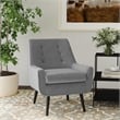 Pemberly Row Set of 2 Tufted Accent Chairs in Gray Fabric with Black Wood Legs