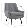 Pemberly Row Set of 2 Tufted Accent Chairs in Gray Fabric with Black Wood Legs