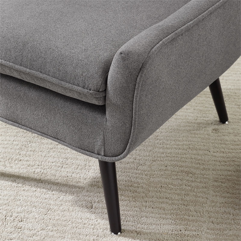 Pemberly Row Set of 2 Tufted Accent Chairs in Gray Fabric with Black Wood Legs