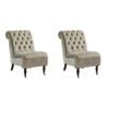 Pemberly Row Latte Tufted Slipper Chairs - Set of 2