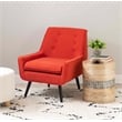 Pemberly Row Accent Chair Set of 2 in Red Fabric with Button Tufting