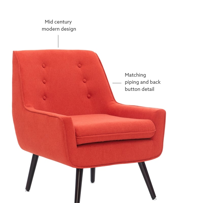 Pemberly Row Accent Chair Set of 2 in Red Fabric with Button Tufting