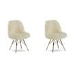 Pemberly Row Cream Faux Fur with Gold Metal Leg Accent Chairs - Set of 2