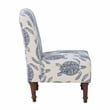 Pemberly Row Set of 2 Turtle Print Armless Accent Chairs in Blue & Cream