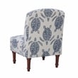 Pemberly Row Set of 2 Turtle Print Armless Accent Chairs in Blue & Cream