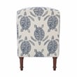 Pemberly Row Set of 2 Turtle Print Armless Accent Chairs in Blue & Cream
