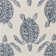 Pemberly Row Set of 2 Turtle Print Armless Accent Chairs in Blue & Cream