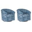 Pemberly Row Coastal Set of 2 Blue Seashell Pattern Swivel Club Chairs