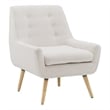 Pemberly Row Set of 2 Upholstered Accent Chairs in Cream Sherpa with Wood Legs