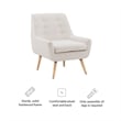 Pemberly Row Set of 2 Upholstered Accent Chairs in Cream Sherpa with Wood Legs