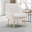 Pemberly Row Set of 2 Upholstered Accent Chairs in Cream Sherpa with Wood Legs