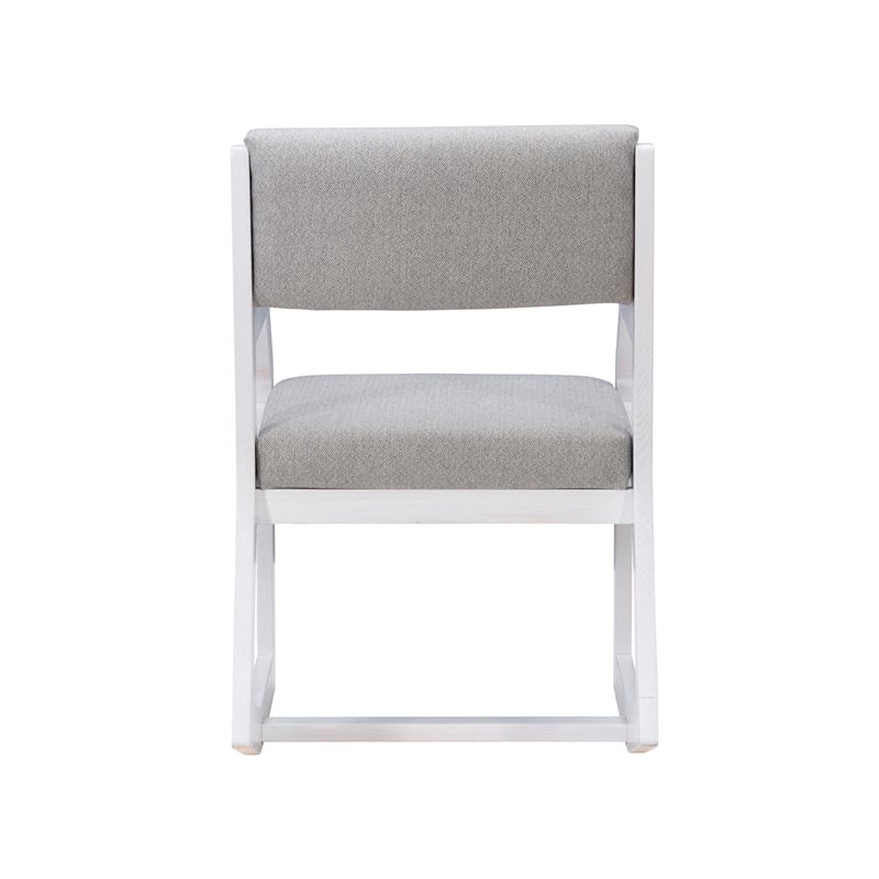 Pemberly Row Set of 2 Sled Base Lounge Chairs in White & Gray