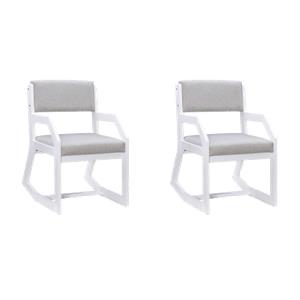 Pemberly Row Set of 2 Sled Base Lounge Chairs in White & Gray